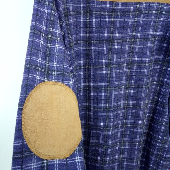 NWT Simply Southern Collection Midnight Montana Dress Elbow Pads Blue Plaid M - Picture 11 of 14